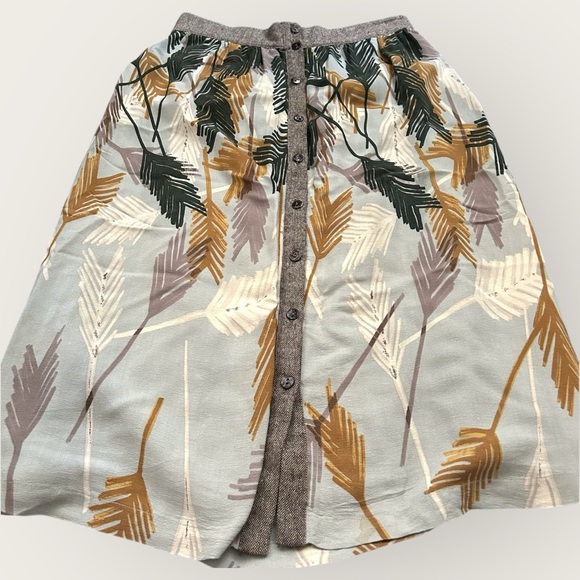 Anthropologie Edme & Esyllte Flurried Plumes Button‎ Skirt Tweed Waist Size 4 - Picture 5 of 7